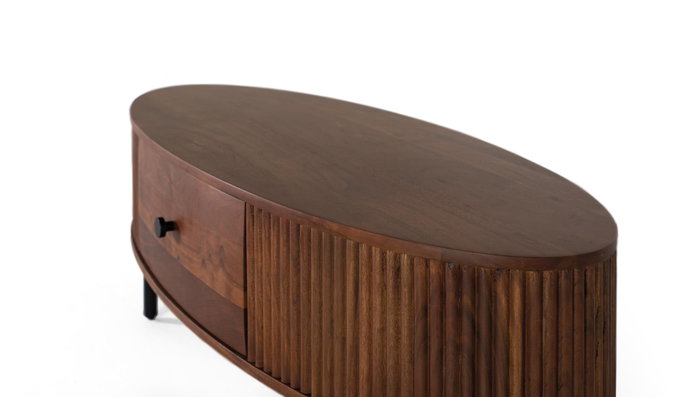 GINER Y COLOMER Table basse avec 1 tiroir en bois d'acacia et métal - Cerisier